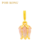 POH KONG 916/22K Yellow Gold Flower With Pink Enamel Pendant
