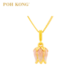 POH KONG 916/22K Yellow Gold Flower With Pink Enamel Pendant