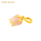 POH KONG 916/22K Yellow Gold Flower With Pink Enamel Pendant