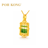 POH KONG 916/22K Gold Auspicious Abacus with Green Jade Pendant
