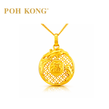 POH KONG 916/22K Gold Happy Love Fortune Cloud Phoenix Tassel Pendant