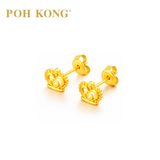 POH KONG 916/22K Gold Heart Crown Stud Earrings