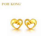 POH KONG 916/22K Yellow Gold Double Love Drops Earrings