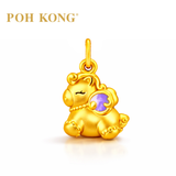 POH KONG 999/24K Yellow Gold Purple Enamel Horse Pendant