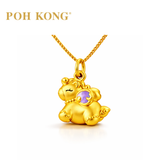 POH KONG 999/24K Yellow Gold Purple Enamel Horse Pendant
