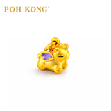 POH KONG 999/24K Yellow Gold Purple Enamel Horse Pendant