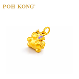 POH KONG 999/24K Yellow Gold Purple Enamel Horse Pendant