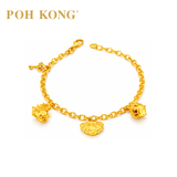 POH KONG 916/22K Yellow Gold Auspicious Four Blessing Bracelet