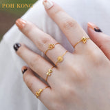 POH KONG 916/22K Gold Double Heart Minimalist Mini Ring