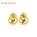 POH KONG 999/24K Yellow Gold Enamel Gourd Bottle Stud Earrings