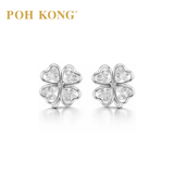 POH KONG 750/18K White Gold Four Clover Diamond Stud Earrings