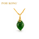 POH KONG 750/18K Yellow Gold Longevity Peach Jade Pendant