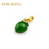 POH KONG 750/18K Yellow Gold Longevity Peach Jade Pendant