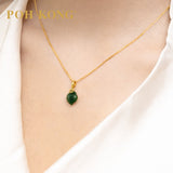 POH KONG 750/18K Yellow Gold Longevity Peach Jade Pendant