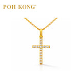 POH KONG 750/18K Yellow Gold Golden Blessing Cross Pendant