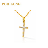 POH KONG 750/18K Yellow Gold Golden Blessing Cross Pendant