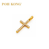 POH KONG 750/18K Yellow Gold Golden Blessing Cross Pendant