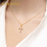 POH KONG 750/18K Yellow Gold Golden Blessing Cross Pendant