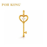POH KONG 750/18K Yellow Gold  Heart-Shaped Key Pendant with Diamond