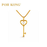 POH KONG 750/18K Yellow Gold  Heart-Shaped Key Pendant with Diamond