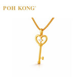 POH KONG 750/18K Yellow Gold  Heart-Shaped Key Pendant with Diamond