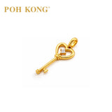 POH KONG 750/18K Yellow Gold  Heart-Shaped Key Pendant with Diamond