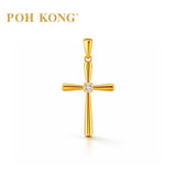POH KONG 750/18K Yellow Gold Diamond Cross Pendant