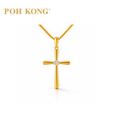 POH KONG 750/18K Yellow Gold Diamond Cross Pendant
