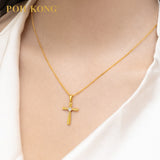 POH KONG 750/18K Yellow Gold Diamond Cross Pendant