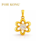 POH KONG 750/18K Yellow Gold Floral Diamond Pendant