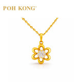POH KONG 750/18K Yellow Gold Floral Diamond Pendant