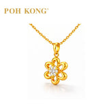 POH KONG 750/18K Yellow Gold Floral Diamond Pendant