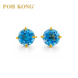 POH KONG 750/18K Yellow Gold Blue Topaz Earstuds