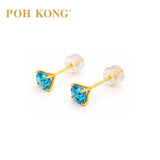 POH KONG 750/18K Yellow Gold Blue Topaz Earstuds