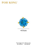 POH KONG 750/18K Yellow Gold Blue Topaz Earstuds