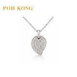 POH KONG 750/18K White Gold With Diamond Leaf Shape Pendant