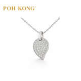 POH KONG 750/18K White Gold With Diamond Leaf Shape Pendant