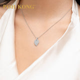 POH KONG 750/18K White Gold With Diamond Leaf Shape Pendant
