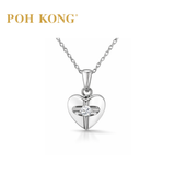 POH KONG 375/9K White Gold With Diamond Folded Curve Heart Pendant