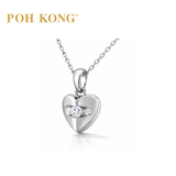 POH KONG 375/9K White Gold With Diamond Folded Curve Heart Pendant
