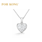 POH KONG 375/9K White Gold With Diamond Folded Curve Heart Pendant