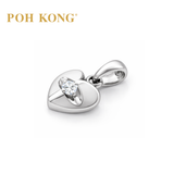 POH KONG 375/9K White Gold With Diamond Folded Curve Heart Pendant