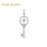 POH KONG 375/9K White Gold With Diamond Beaded Oval Key Pendant