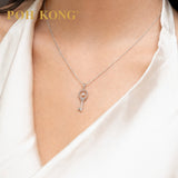 POH KONG 375/9K White Gold With Diamond Beaded Oval Key Pendant