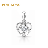 POH KONG 750/18K White Gold With Diamond Twirl Heart Pendant