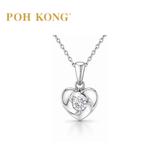 POH KONG 750/18K White Gold With Diamond Twirl Heart Pendant