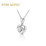 POH KONG 750/18K White Gold With Diamond Twirl Heart Pendant