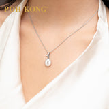 POH KONG 375/9K White Gold Freshwater Pearl With Leaf Motif Pendant
