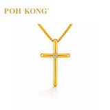 POH KONG 750/18K Yellow Gold Classic Cross Diamond Pendant