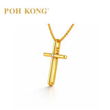 POH KONG 750/18K Yellow Gold Classic Cross Diamond Pendant